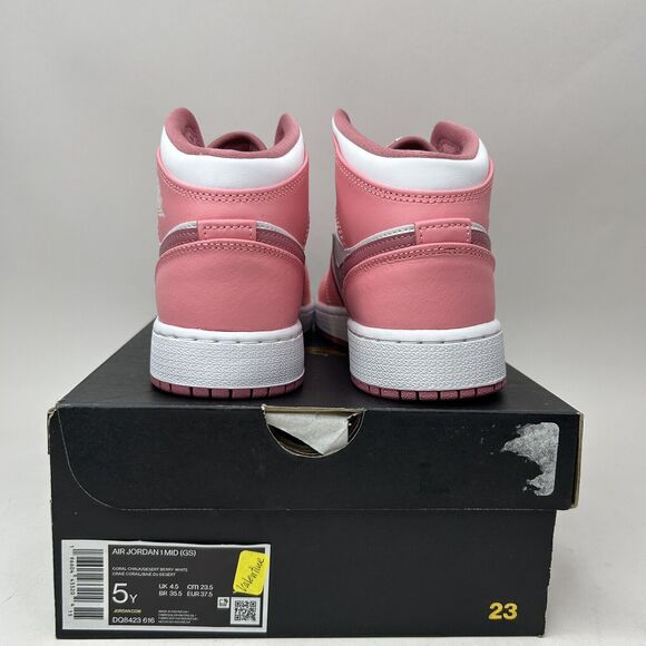 Nike Shoes Air Jordan 1 Retro Mid GS “Valentines Day/Coral Pink” 2023 - Picture 4 of 5